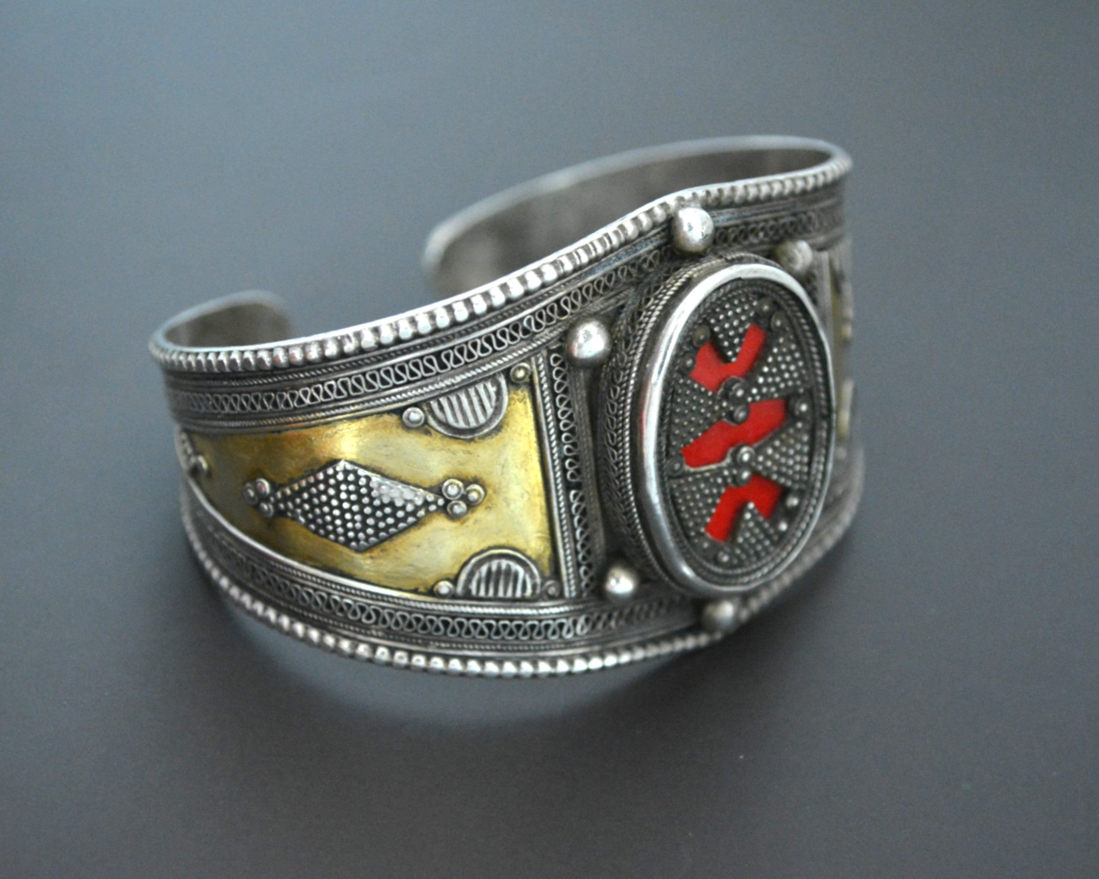 Reserved for A.- Kazakh Gilded Silver Cuff Bracelet