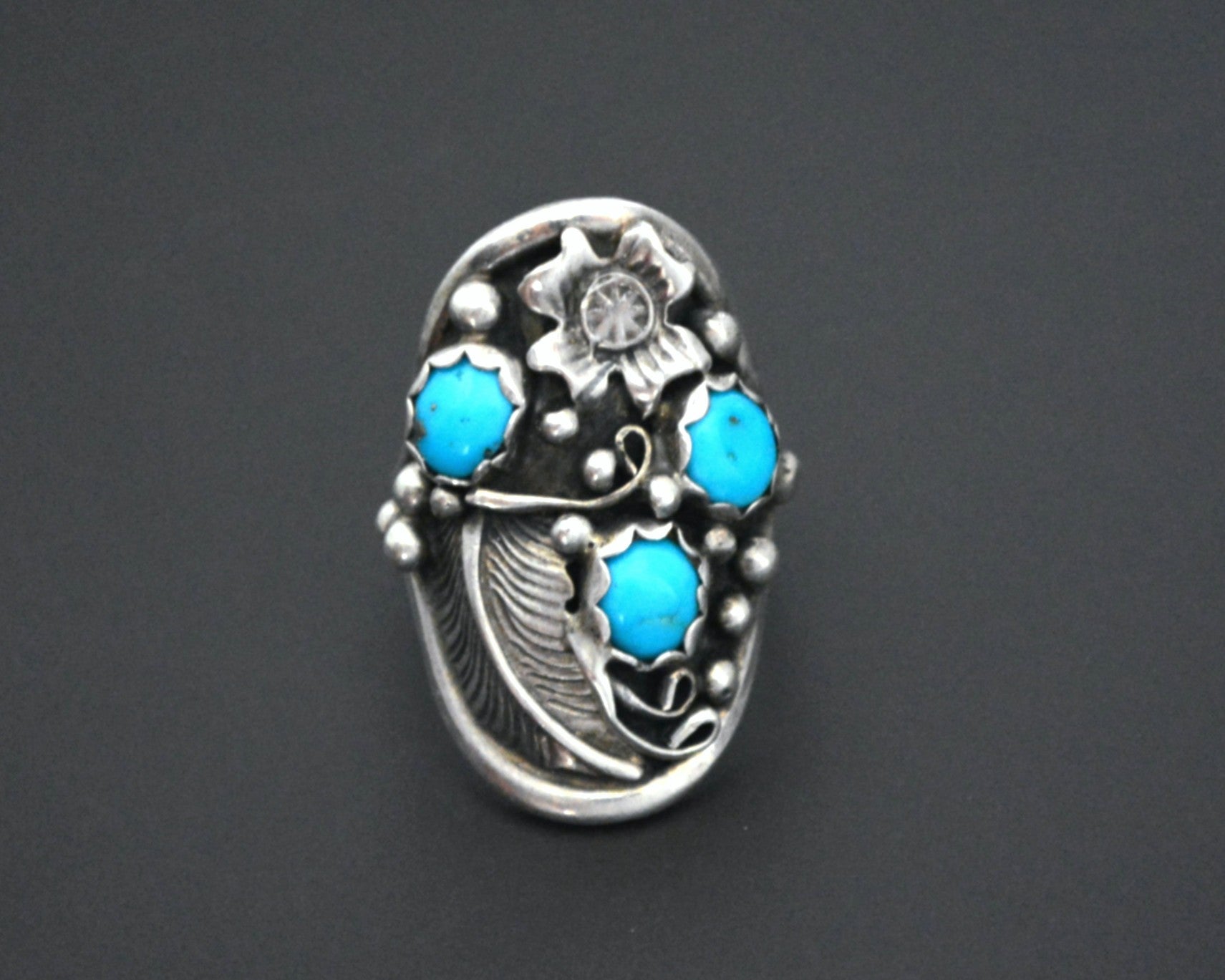 Navajo Turquoise Feather Ring - Size 6