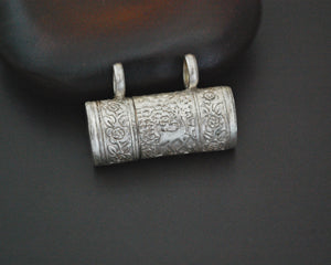 Openable Silver Box Amulet Pendant with Deer and Flowers