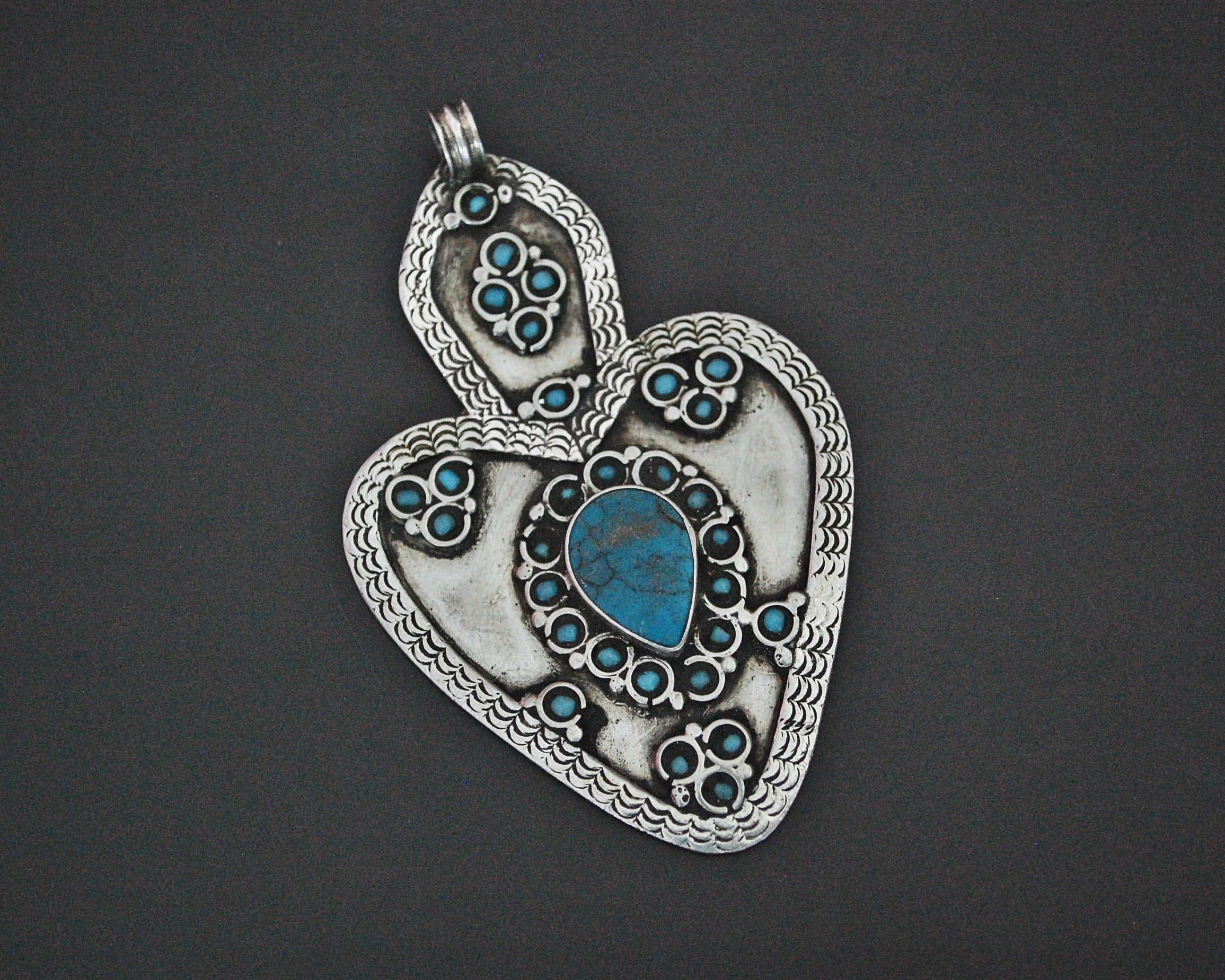 Turkmen Asyk Pendant with Turquoise