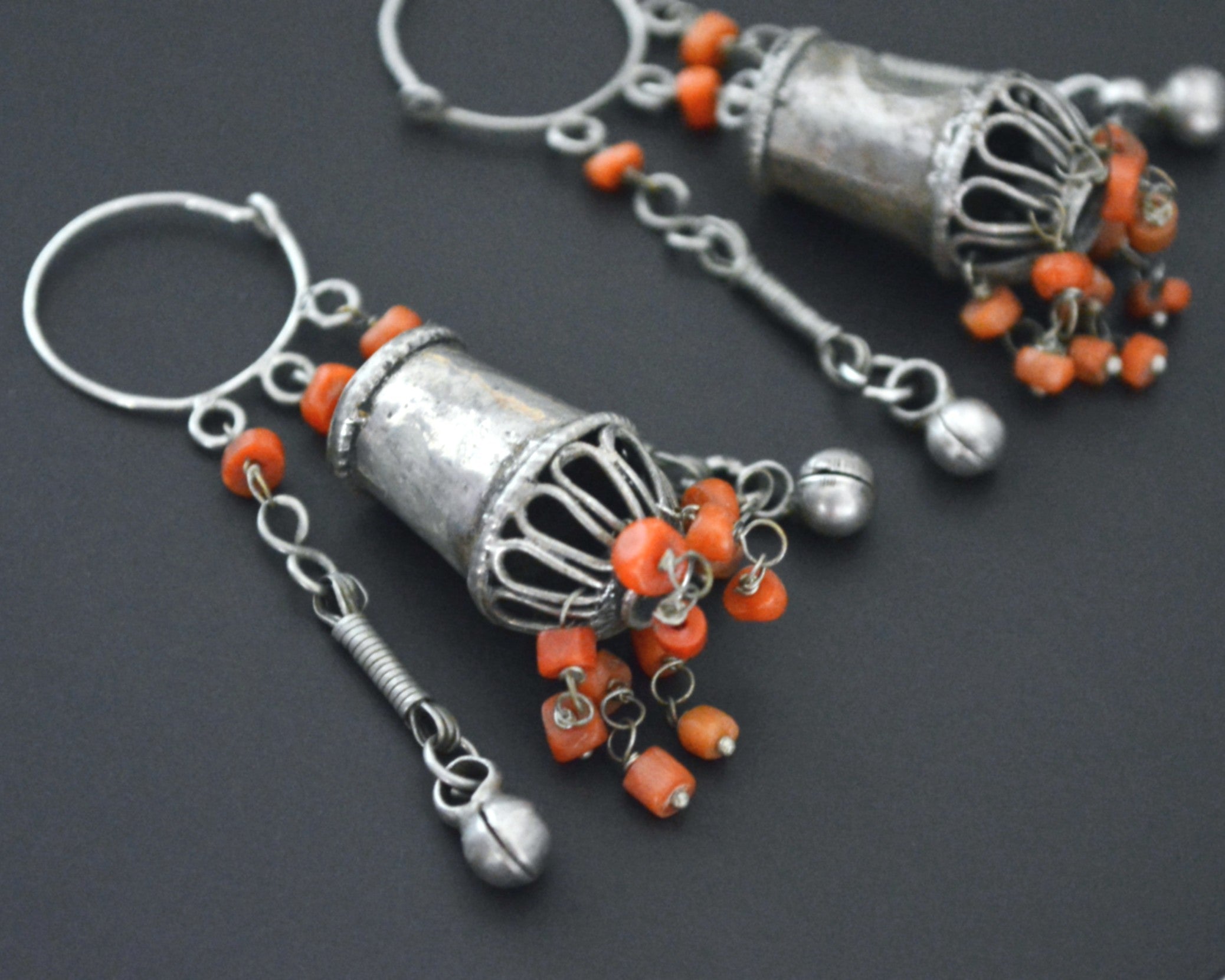 Long Uzbek Coral Earrings