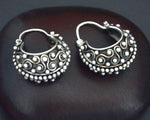 Ethnic Sterling Silver Bali Hoop Earrings - SMALL
