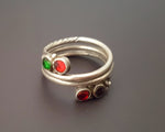Indian Coil Ring with Glass Stones - Size 6