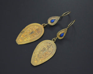 Vintage Kazakh Gilded Lapis Lazuli Earrings