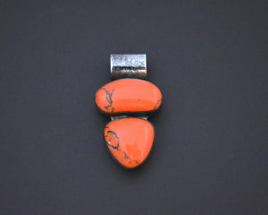 Mexican Coral Silver Pendant