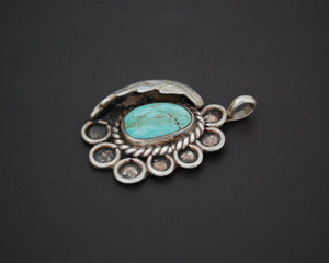 Native American Navajo Turquoise Feather Pendant