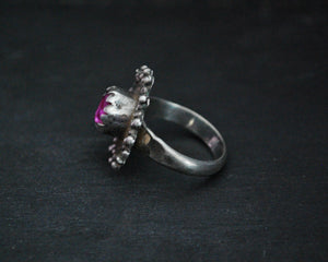 Antique Afghani Pink Glass Ring - Size 7.5