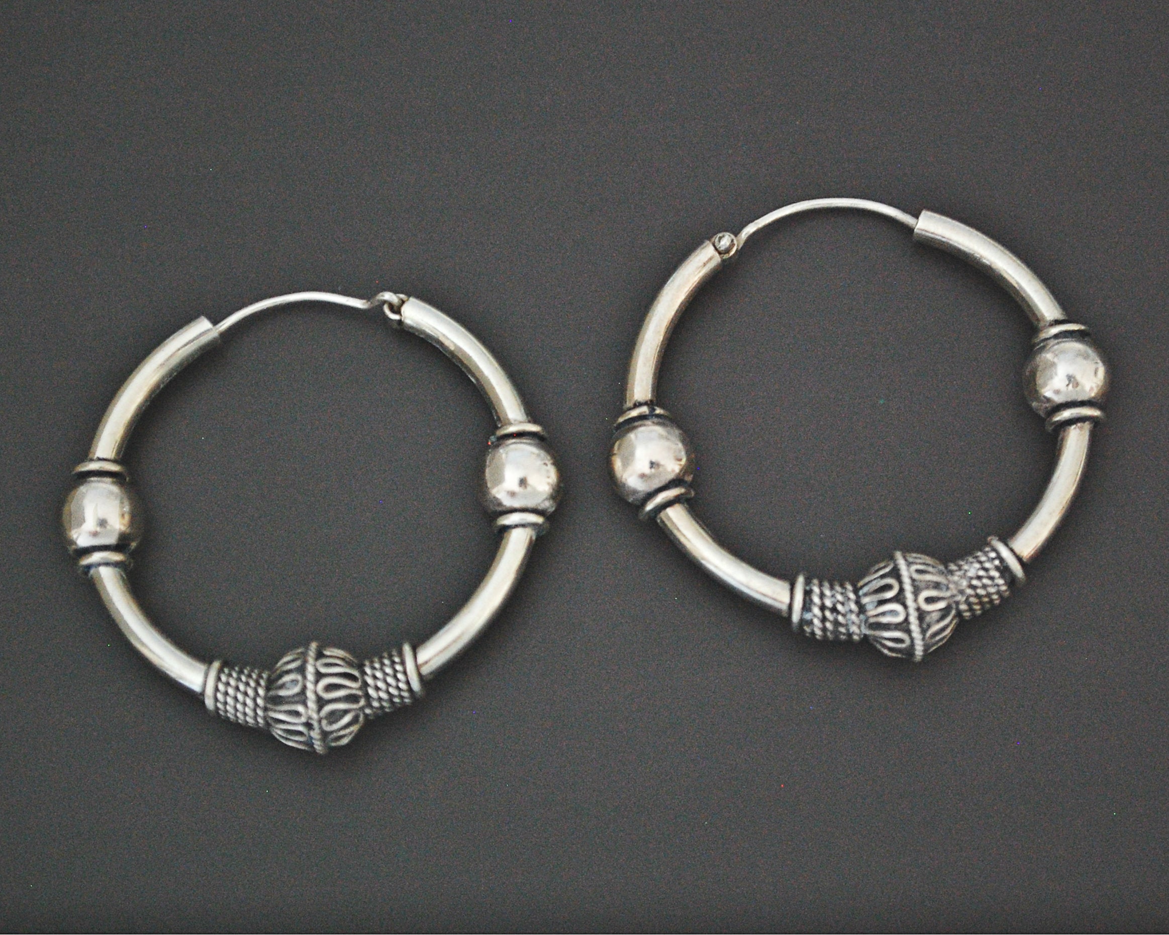 Ethnic Bali Hoop Earrings - Medium / Large