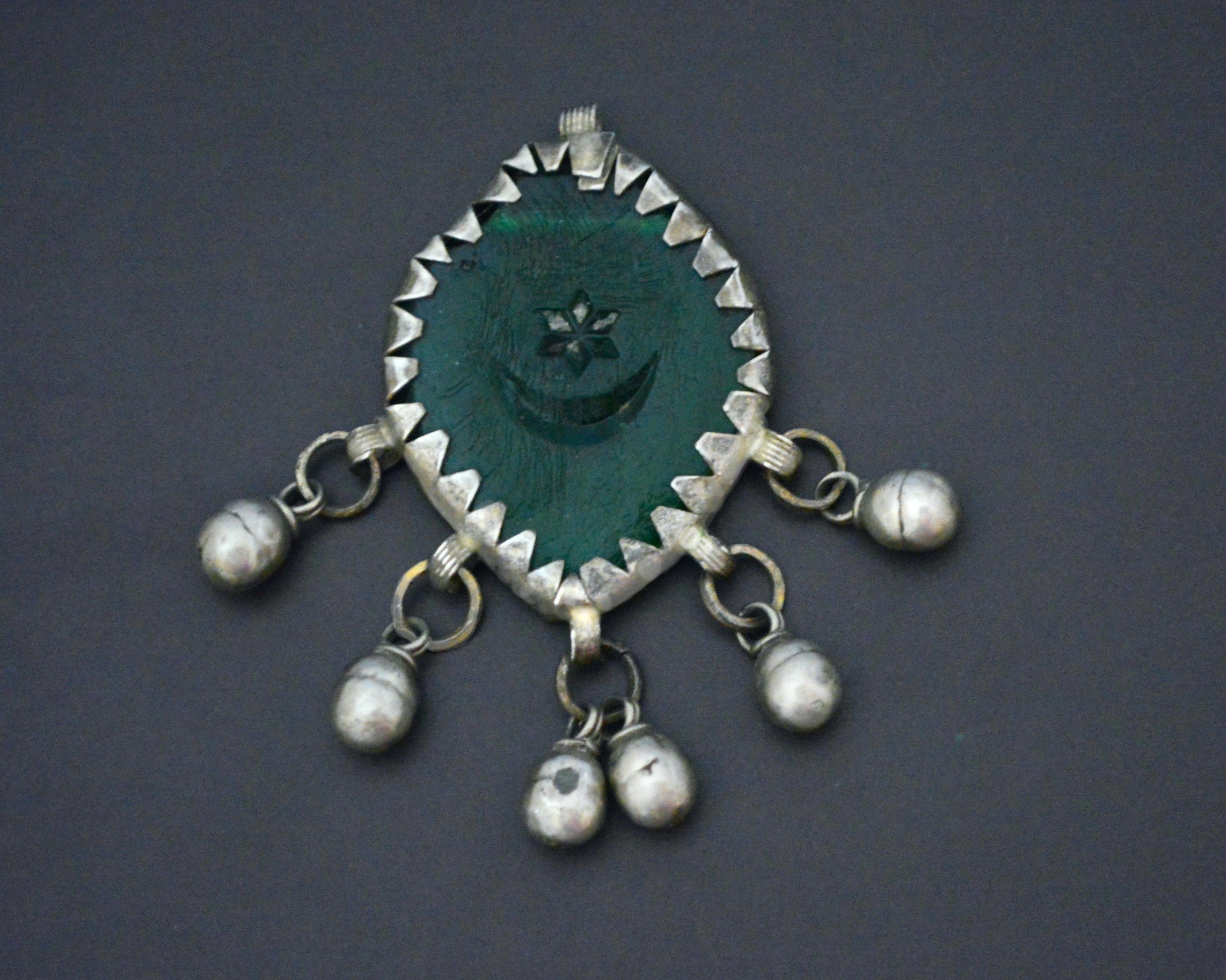 Crescent and Star Glass Pendant from Siwa Oasis Egypt
