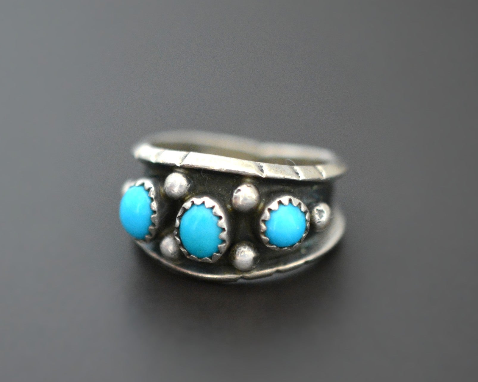 Zuni Turquoise Band Ring - Size 8 - Signed