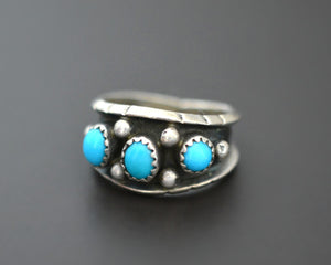 Zuni Turquoise Band Ring - Size 8 - Signed
