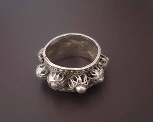 Old Yemeni Silver Band Ring - Size 8