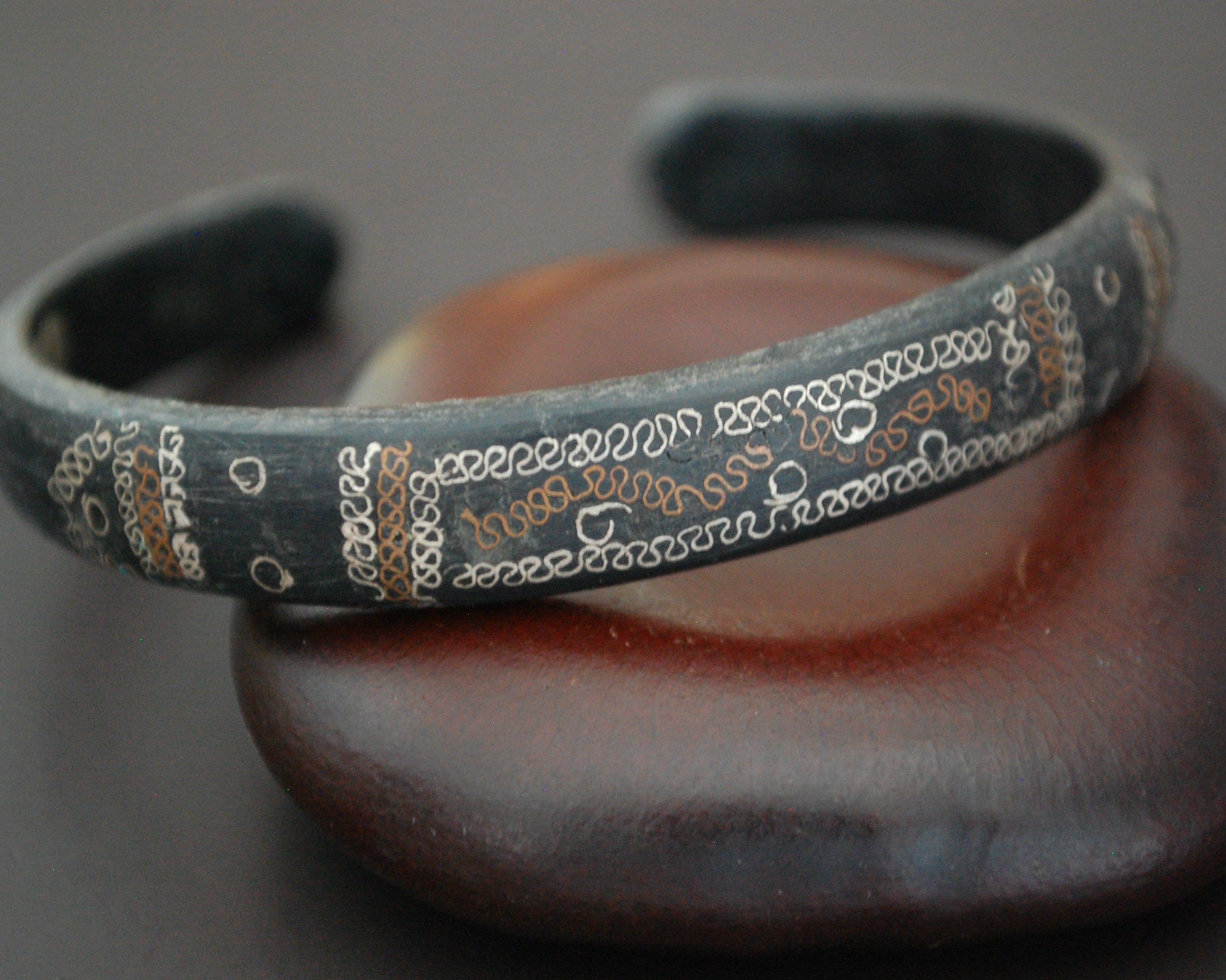 Tuareg Cuff Bracelet with Silver Inlays
