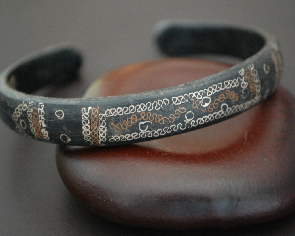 Tuareg Cuff Bracelet with Silver Inlays