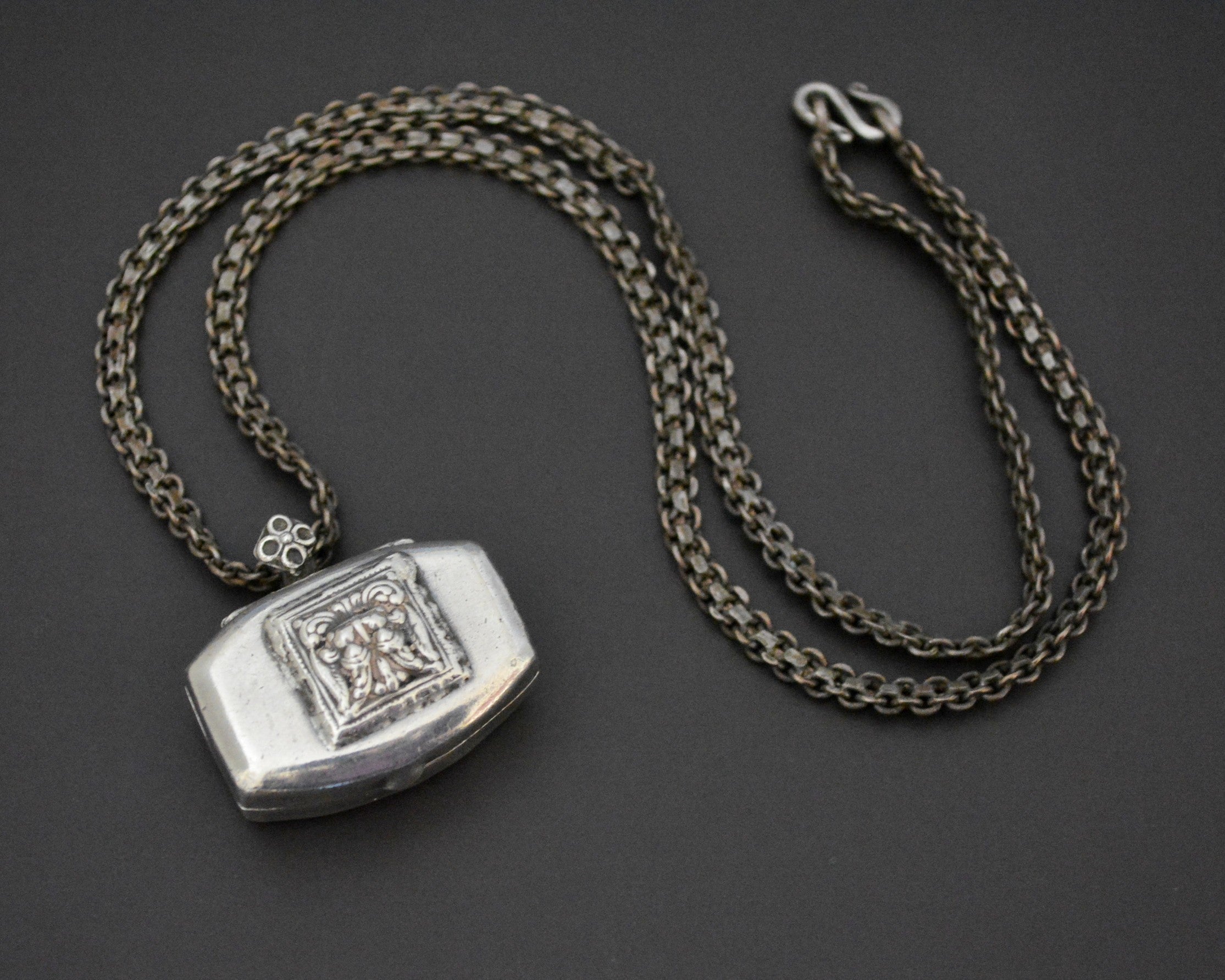 Indian Silver Box Pendant on Chain