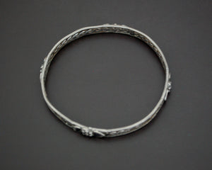 Rajasthani Silver Bangle Bracelet with Flowers - SMALL/MEDIUM