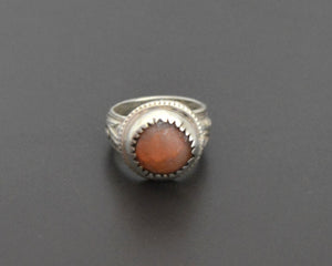 Middle Eastern Carnelian Silver Ring - Size 6.75