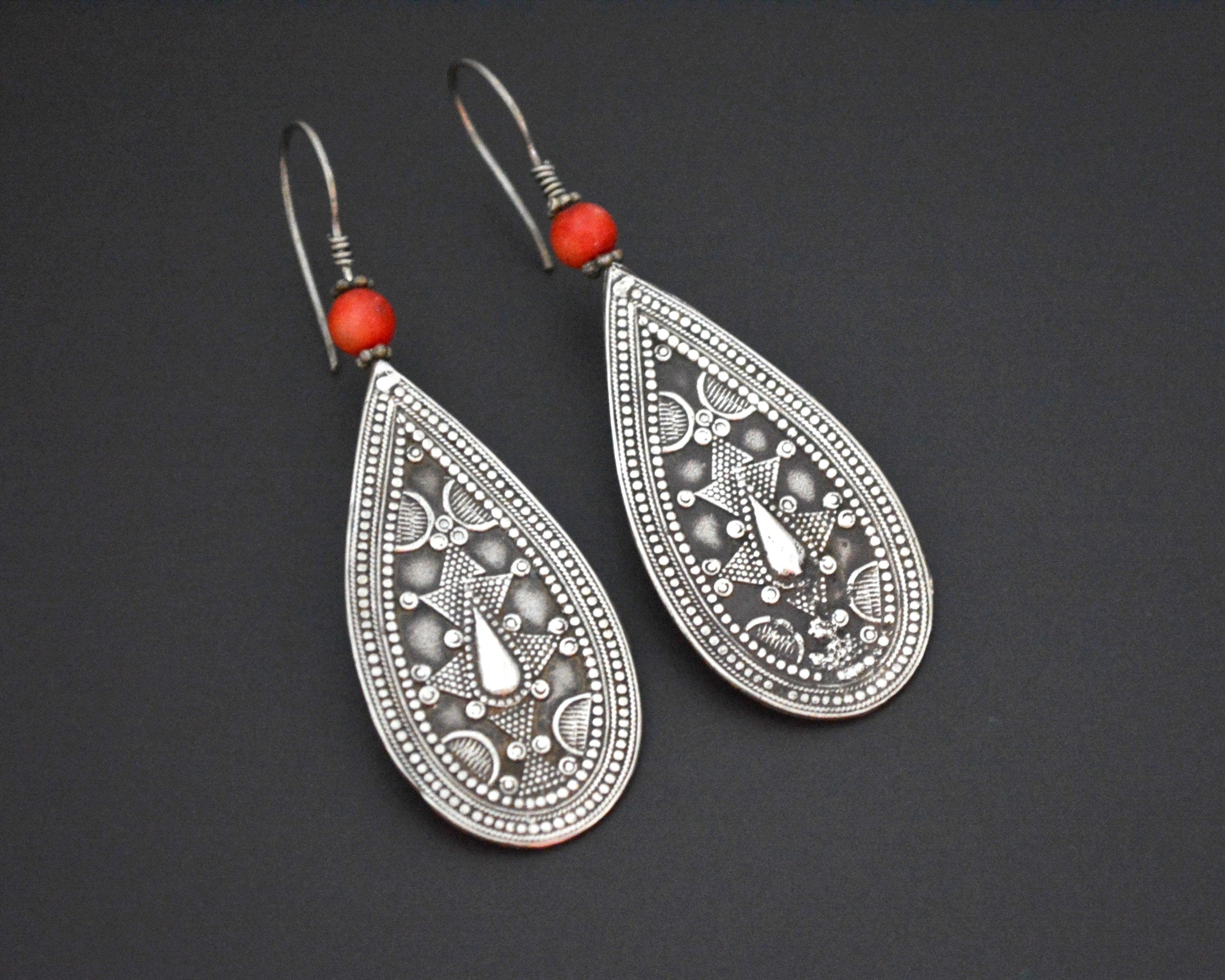 Vintage Kazakh Coral Earrings