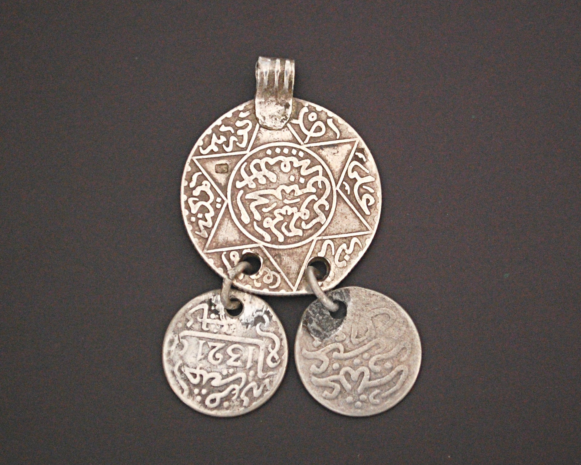 Old Berber Coin Pendant with Coin Dangles