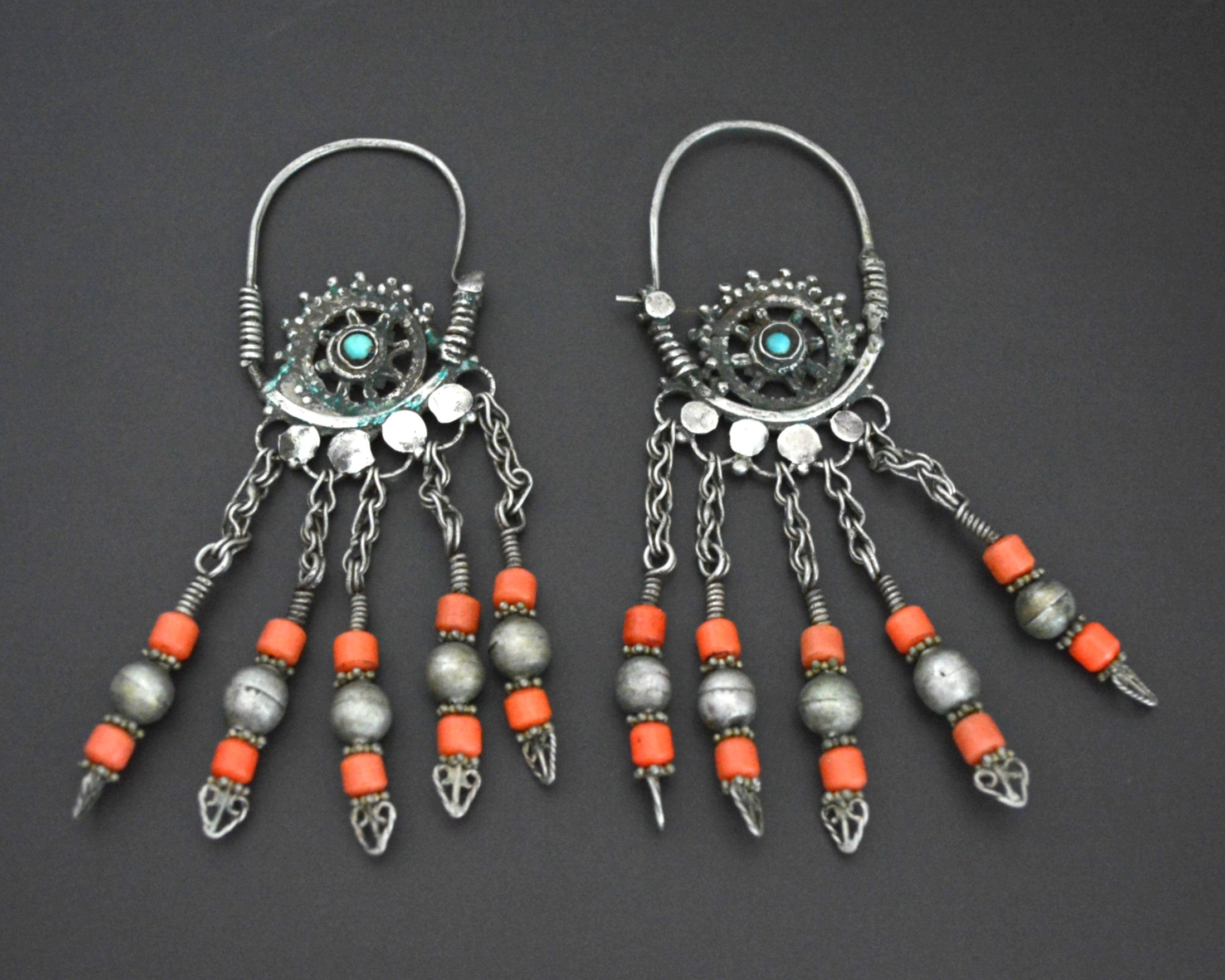 Uzbek Coral Hoop Earrings
