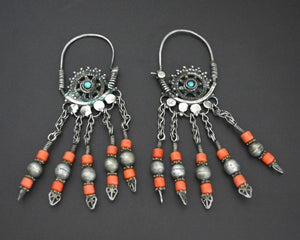 Uzbek Coral Hoop Earrings