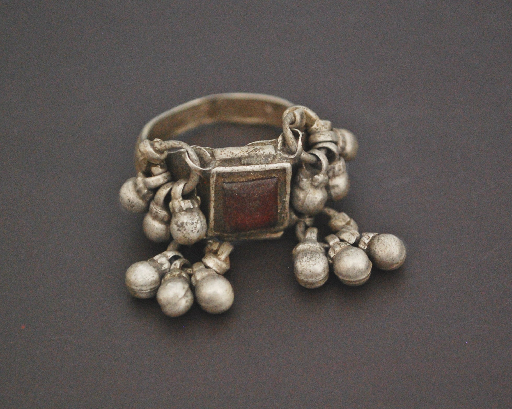 Old Rajasthani Silver Ring with Bells - Size 8