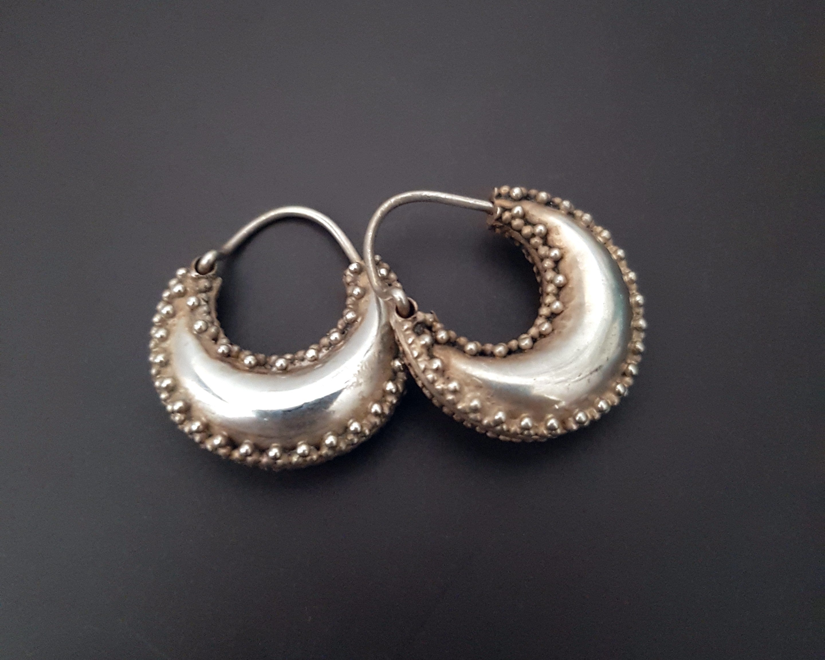 Ethnic Hoop Earrings with Dotwork - SMALL