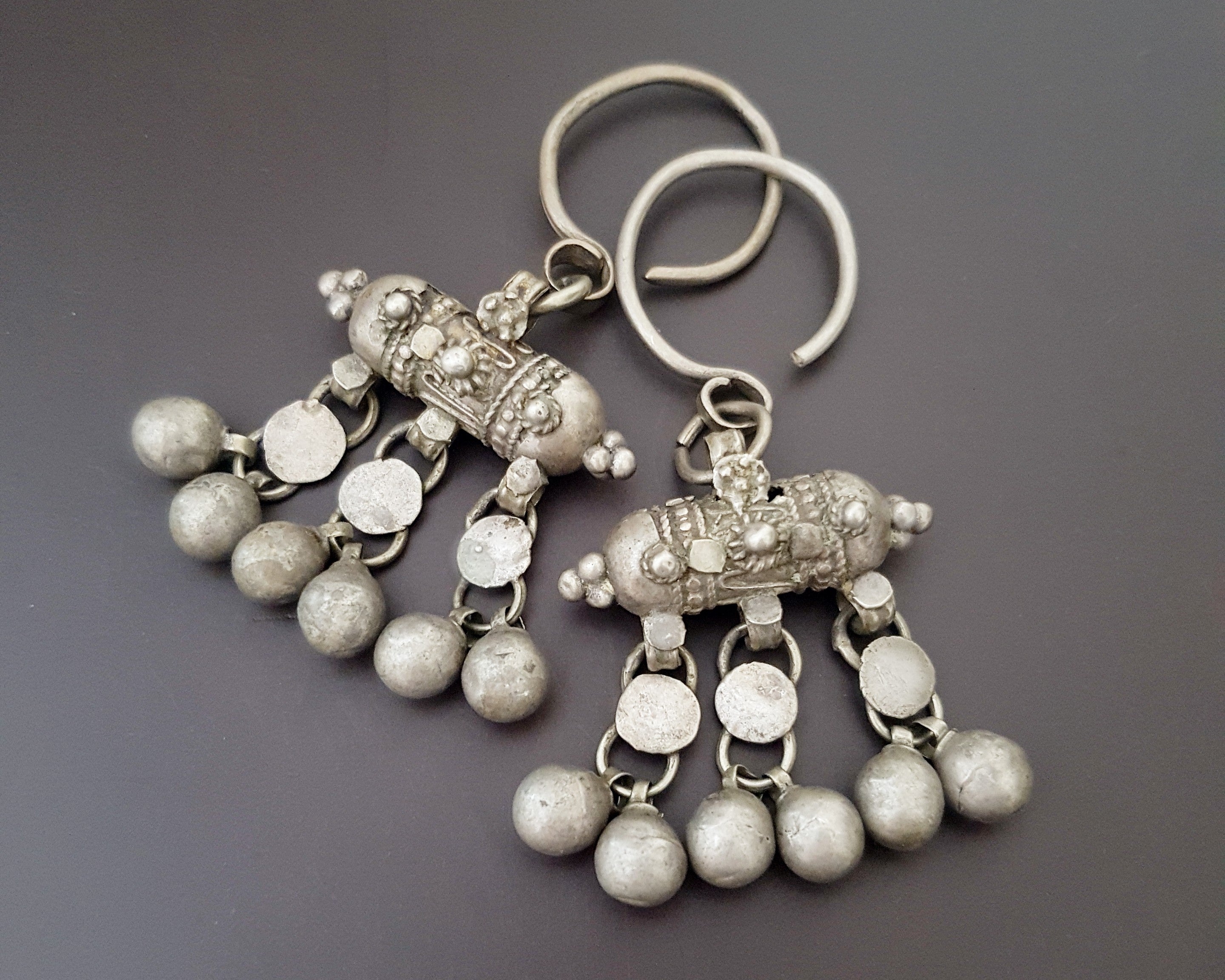 Old Yemeni Silver Hirz Earrings