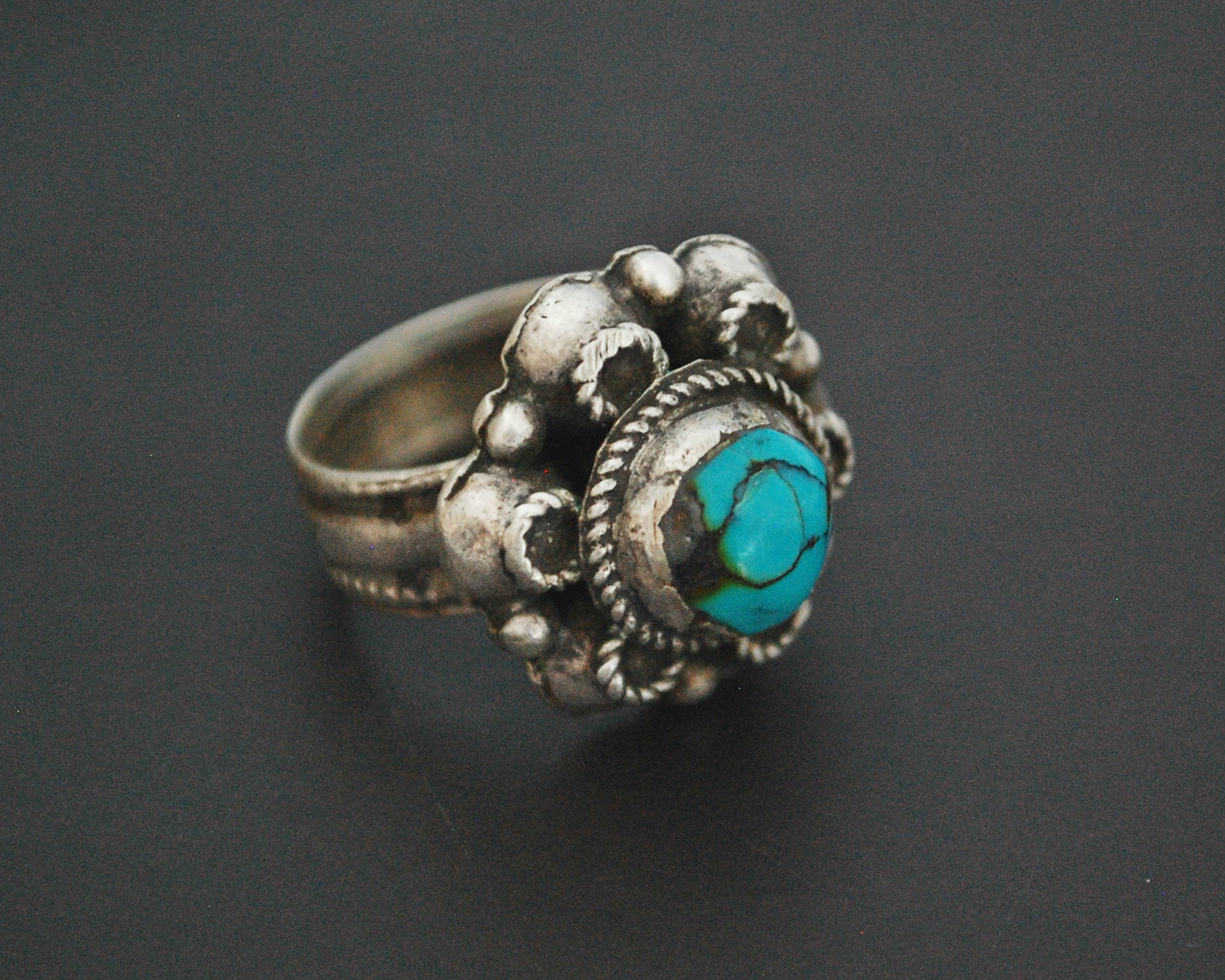 Antique Afghani Turquoise Ring - Size 6.75