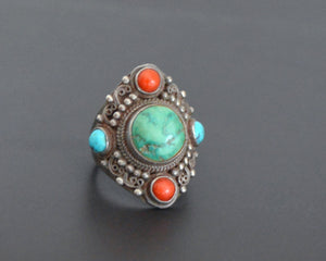 Reserved for I. Nepali Turquoise Coral Ring - Size 9