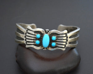 Navajo Signed Turquoise Cuff Bracelet - SMALL