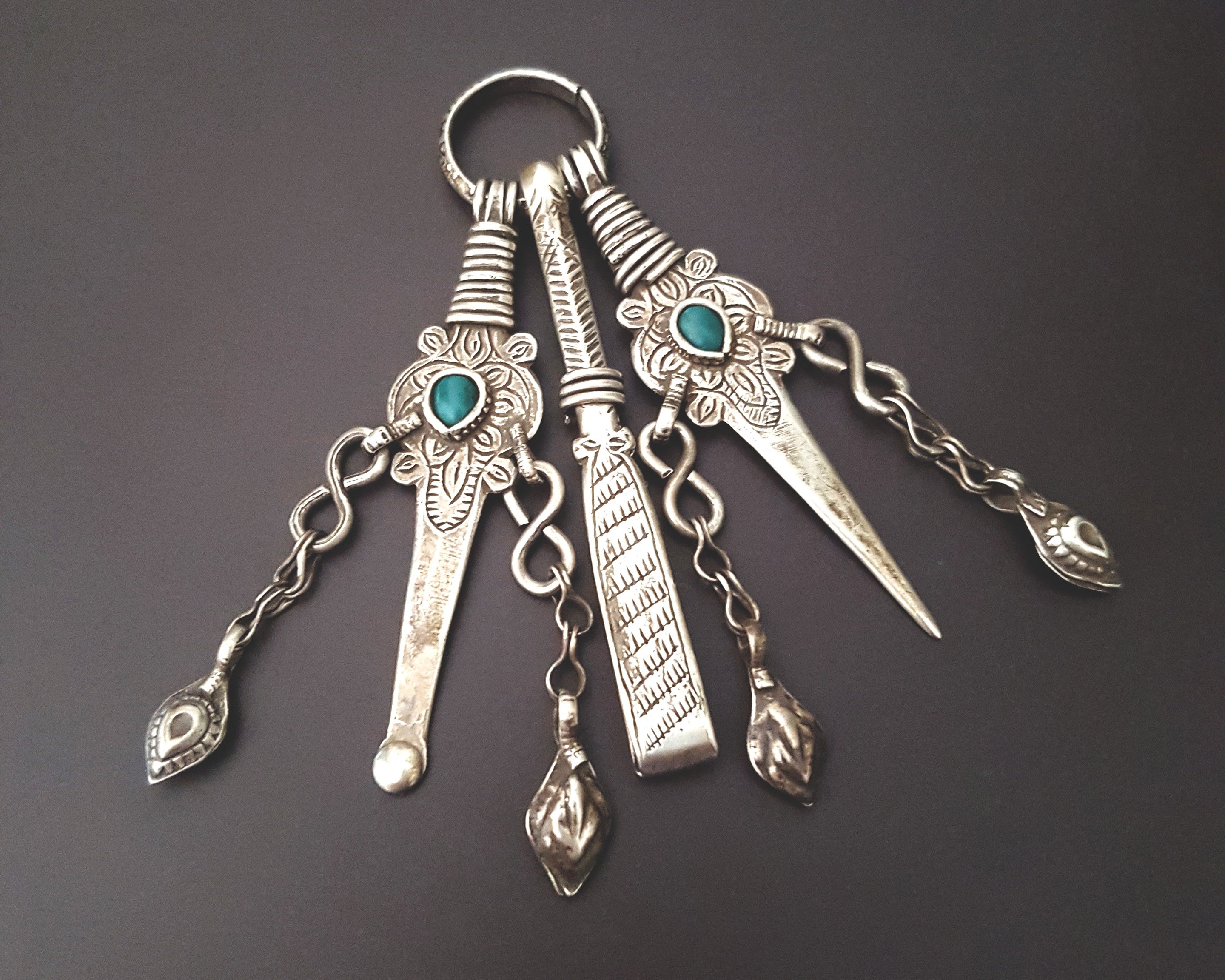 Old Grooming Kit with Turquoise and Dangles
