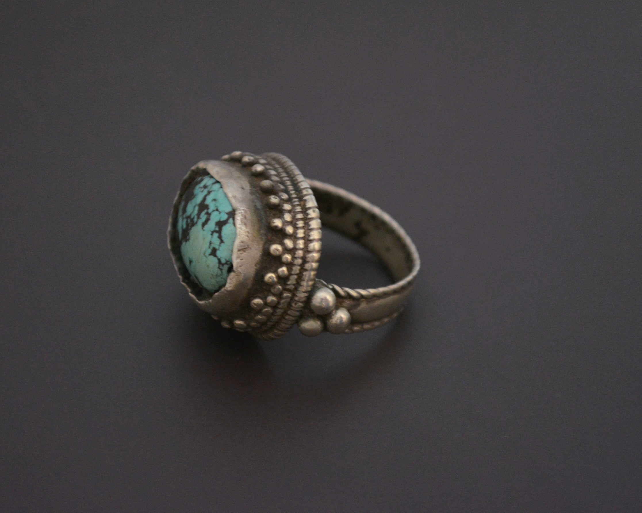 Antique Tibetan Turquoise Ring - Size 10