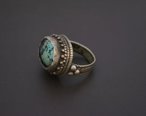 Antique Tibetan Turquoise Ring - Size 10