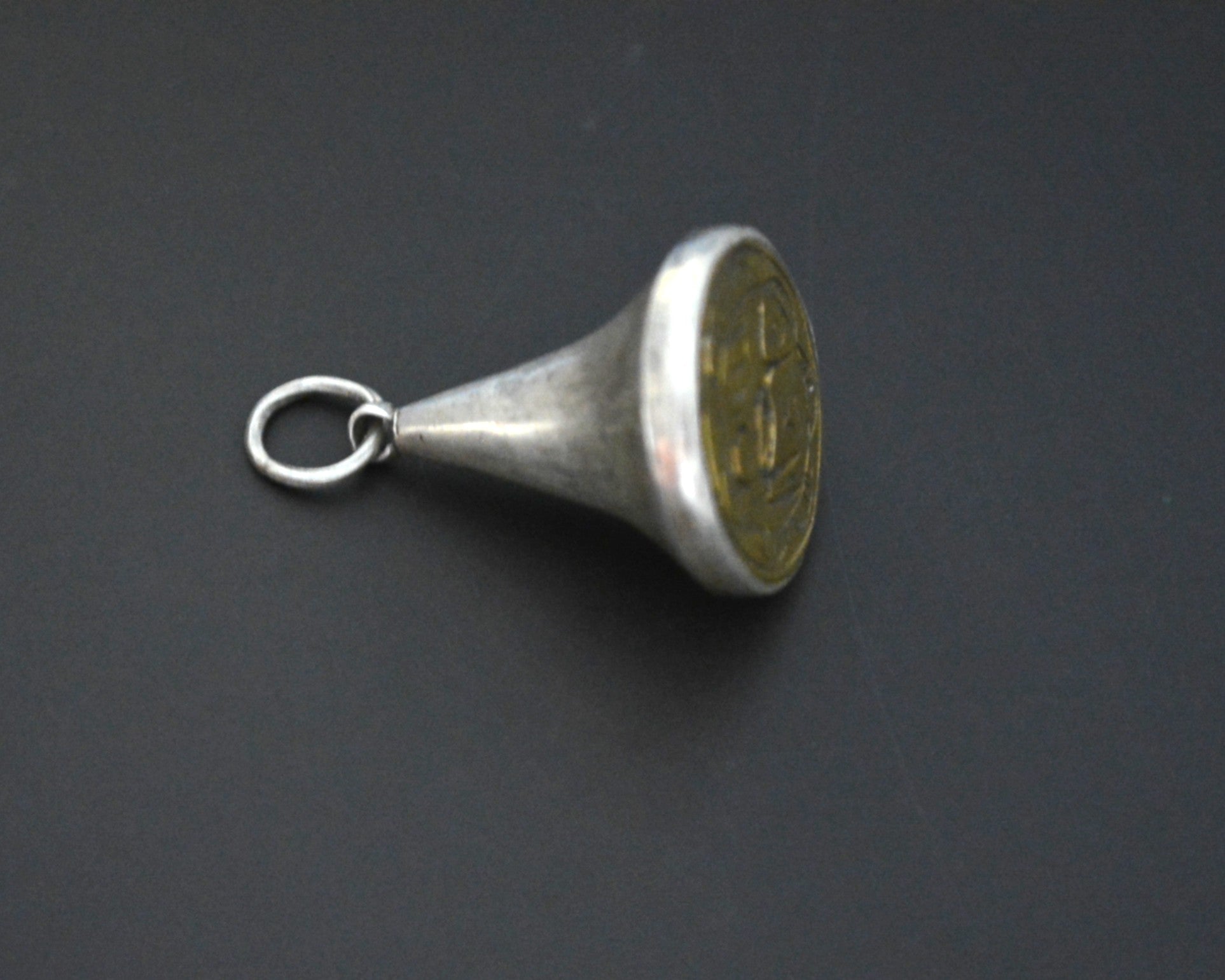 Afghani Silver and Brass Seal Pendant with Calligraphy