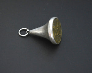 Afghani Silver and Brass Seal Pendant with Calligraphy