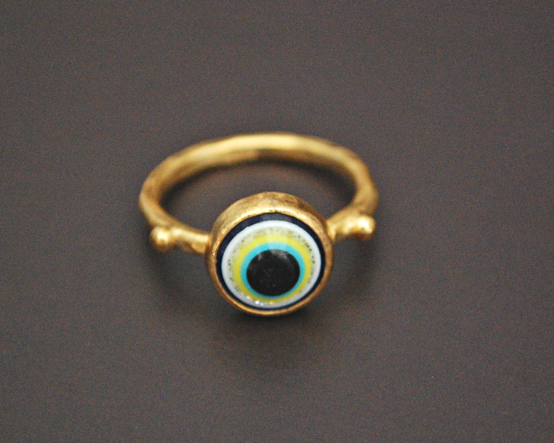 Gilded Sterling Silver Eye Ring - Size 7