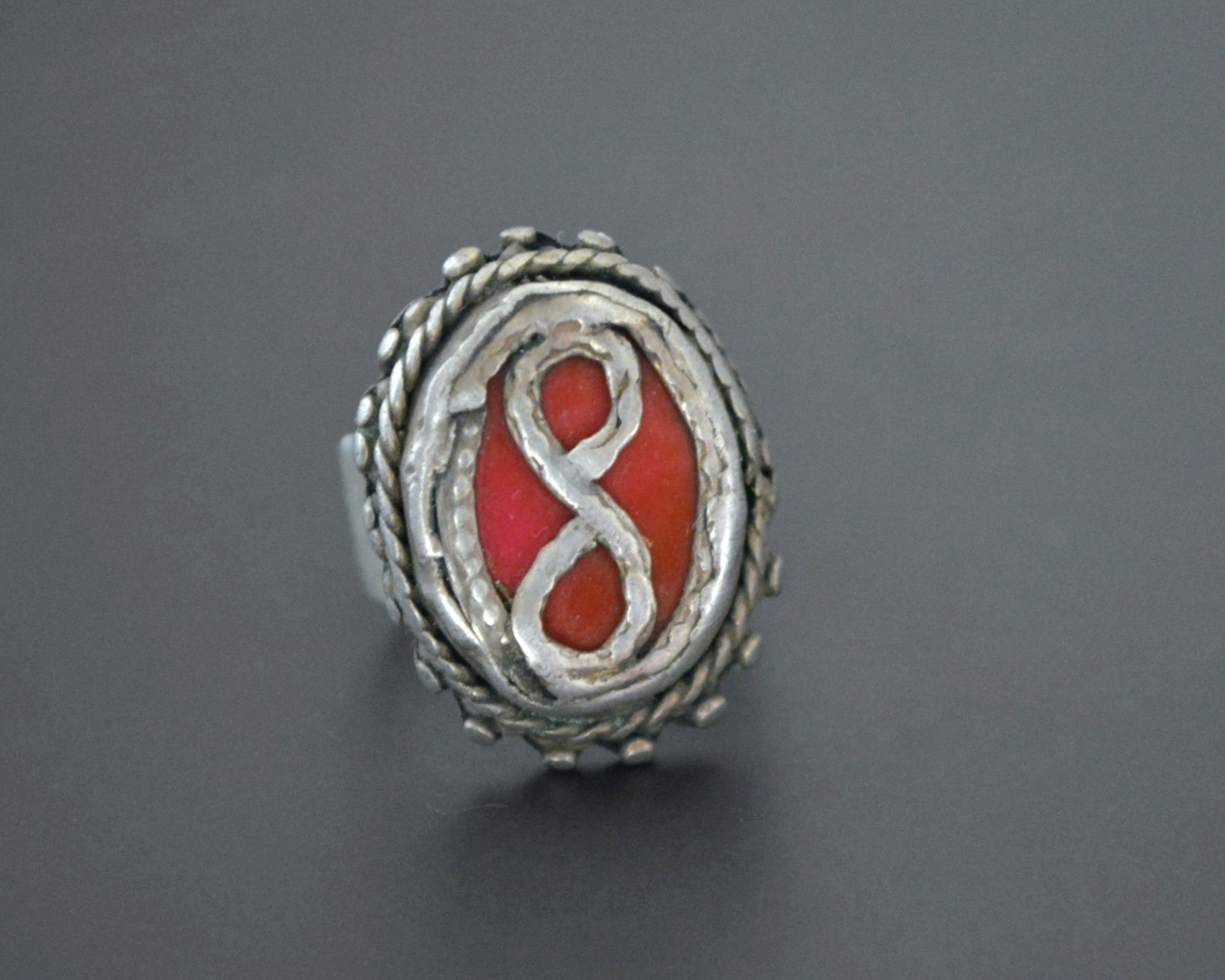 Old Turkmen Silver Ring - Size 7.5