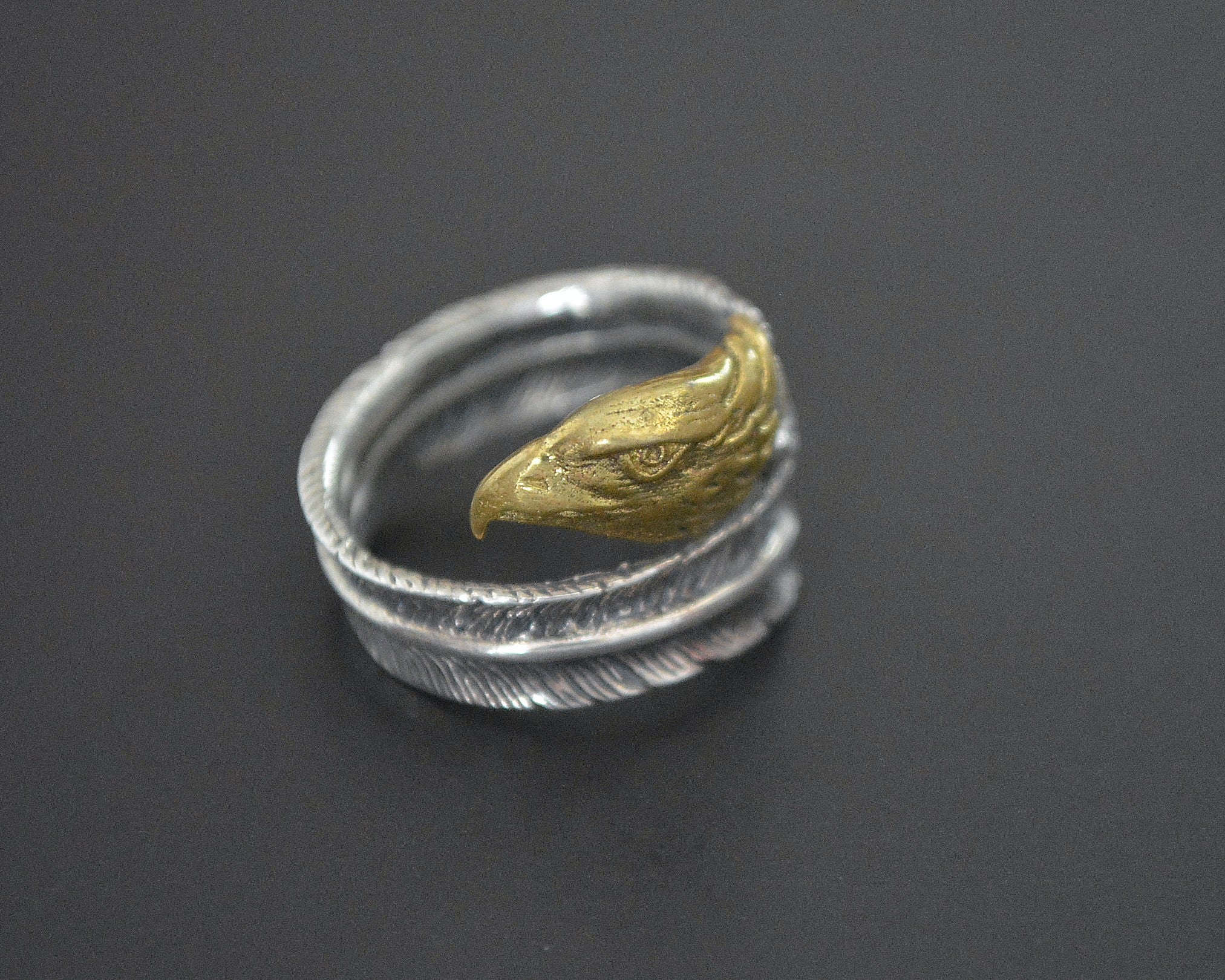 Eagle Feather Wrap Ring - Size 6.5 Adjustable