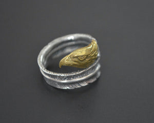 Eagle Feather Wrap Ring - Size 6.5 Adjustable