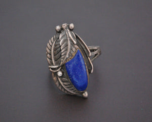 Native American Lapis Lazuli Feather Ring - Size 9.5