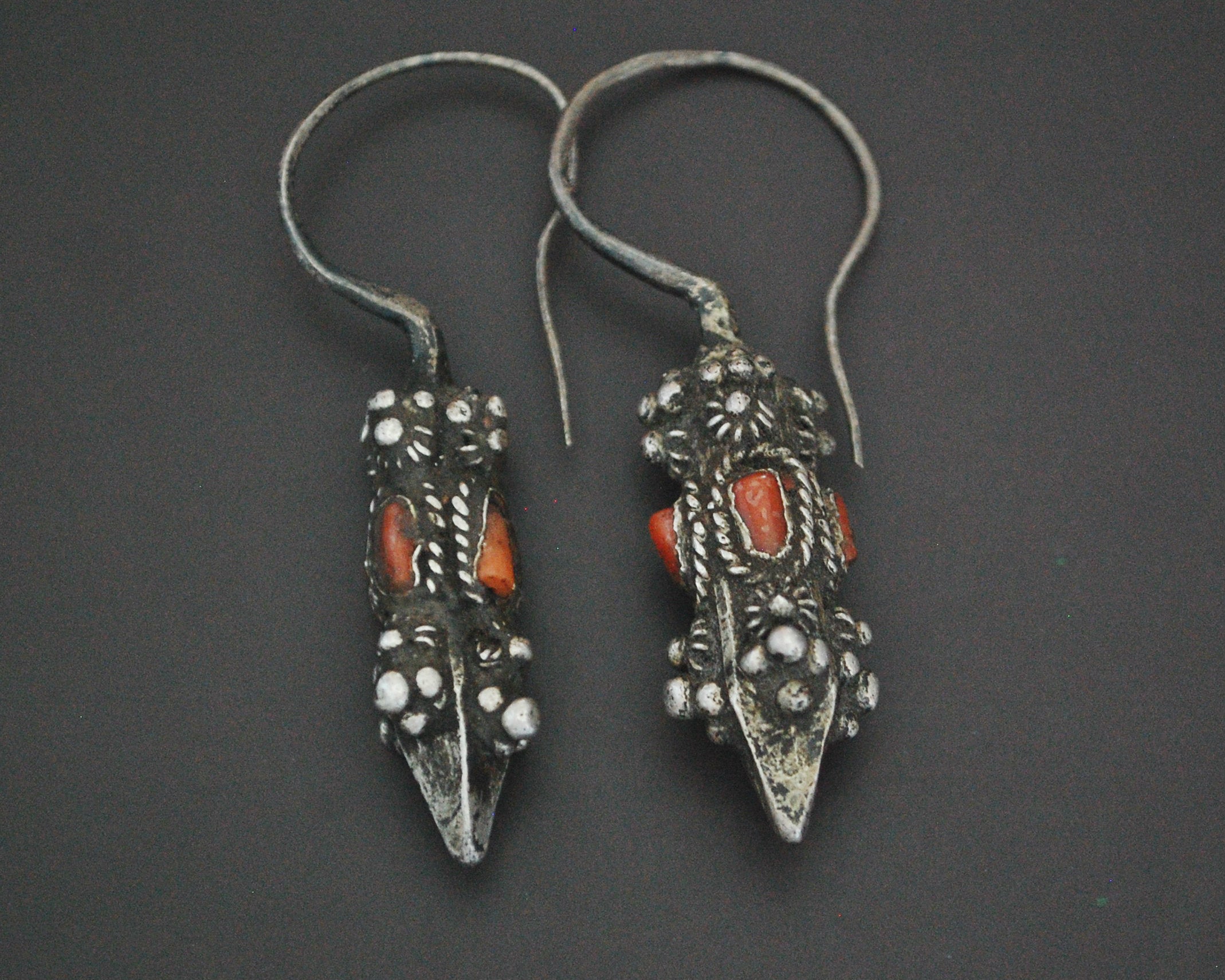 Antique Kirghiz Coral Earrings