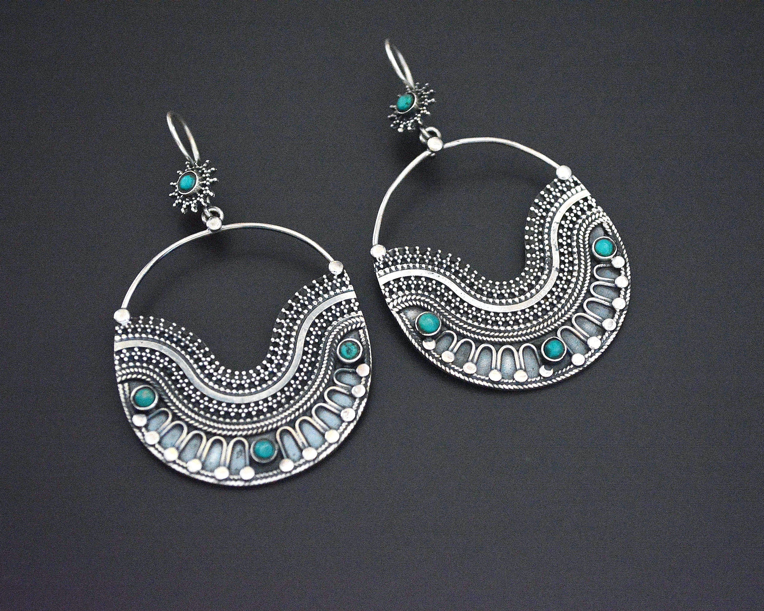 Ethnic Turquoise Earrings from India