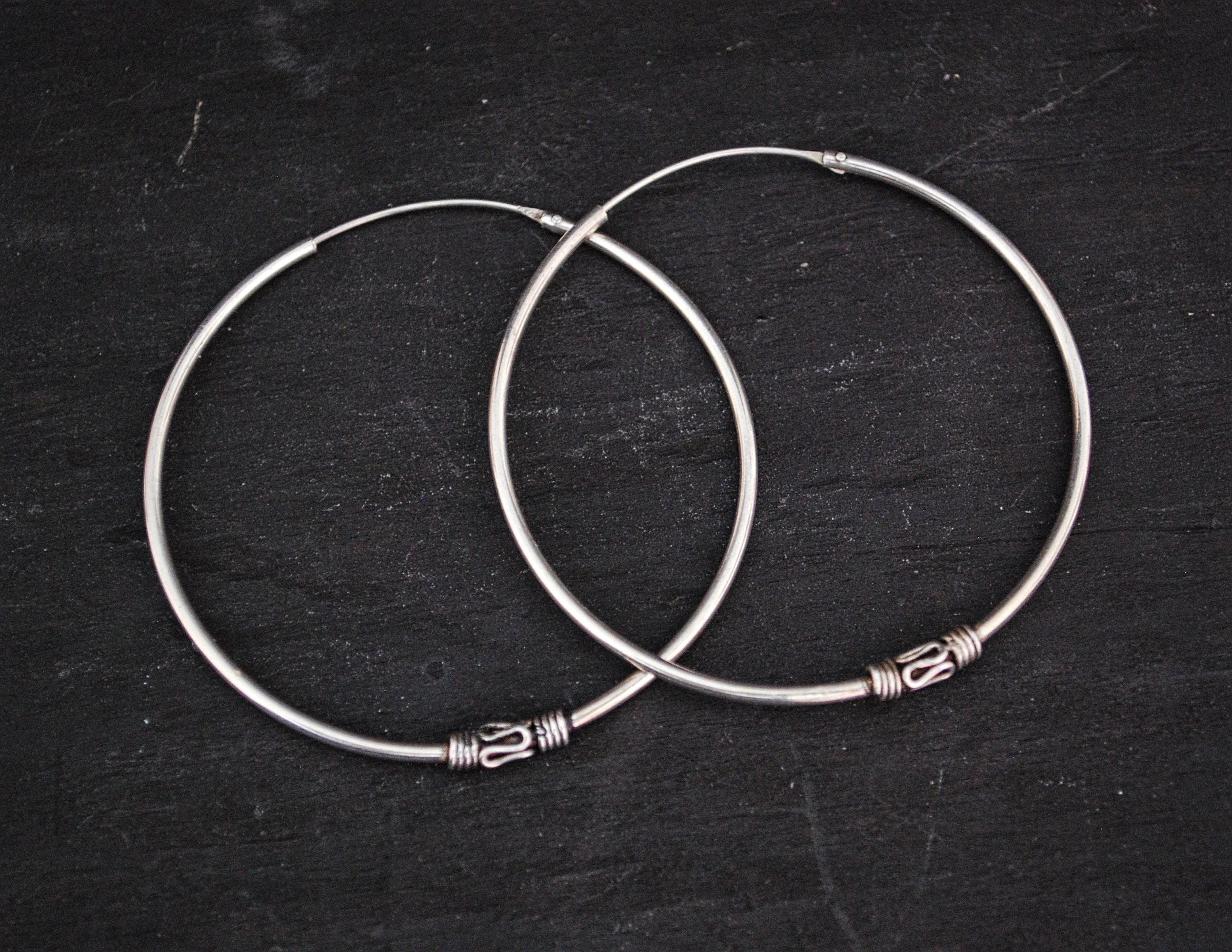 Large Ethnic Bali Hoop Earrings