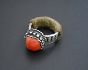 Old Tibetan Coral Ring - Size 9
