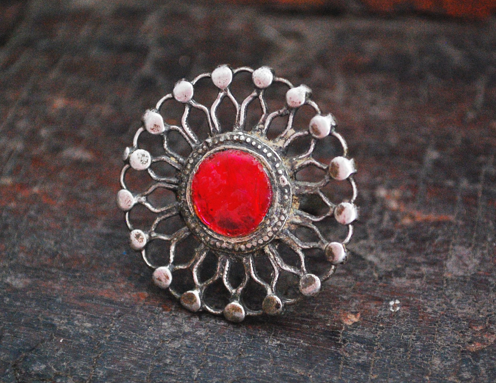 Antique Afghani Tribal Silver Ring - Size 7