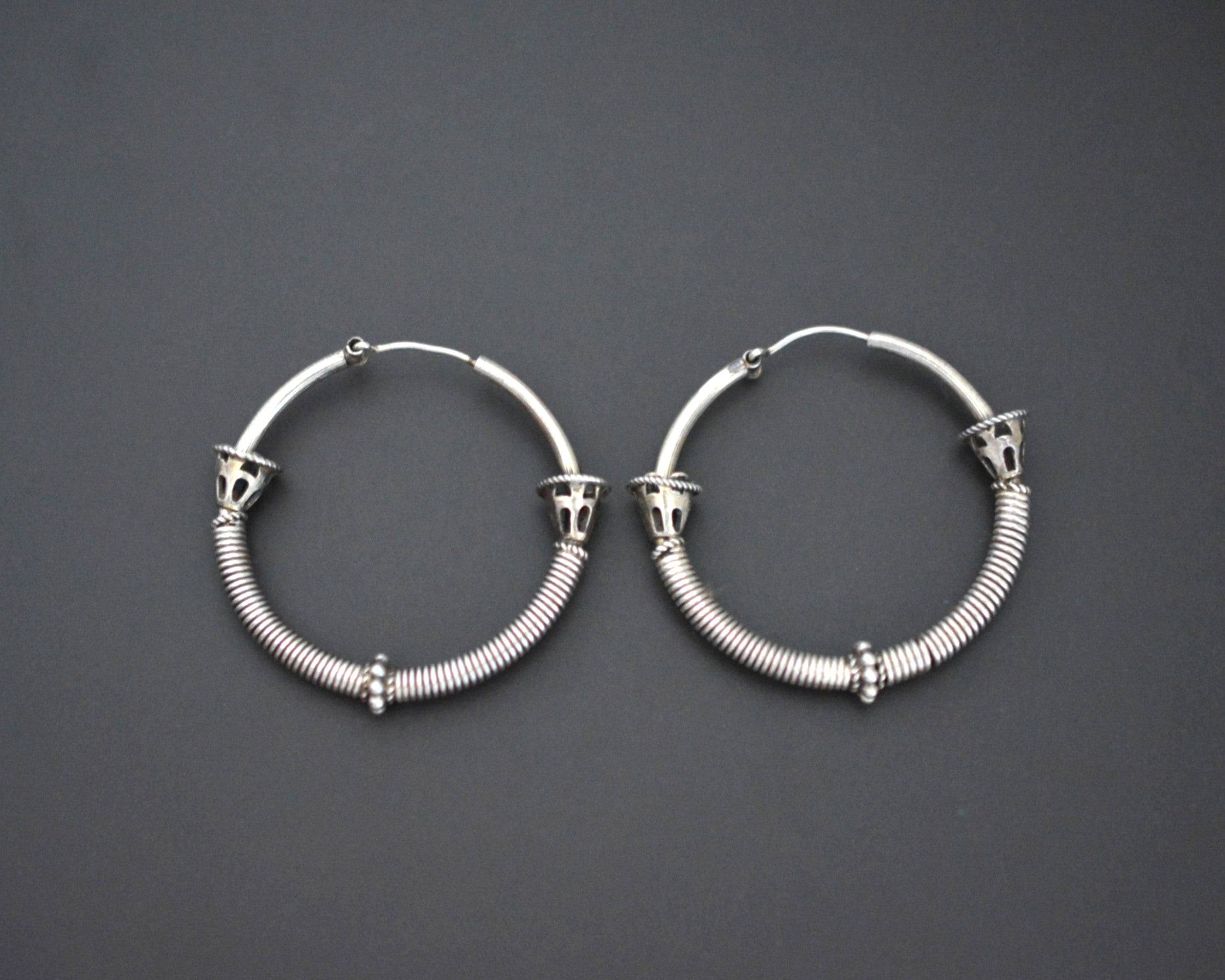 Ethnic Bali Hoop Earrings with Wire - Medium/Large