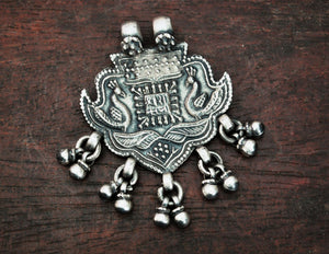 Rajasthani Peacock Silver Amulet with Bells