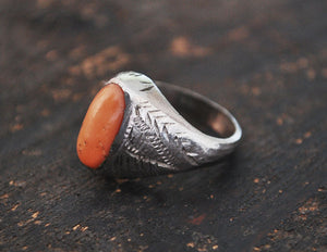 Antique Afghan Coral Ring - Size 6.5