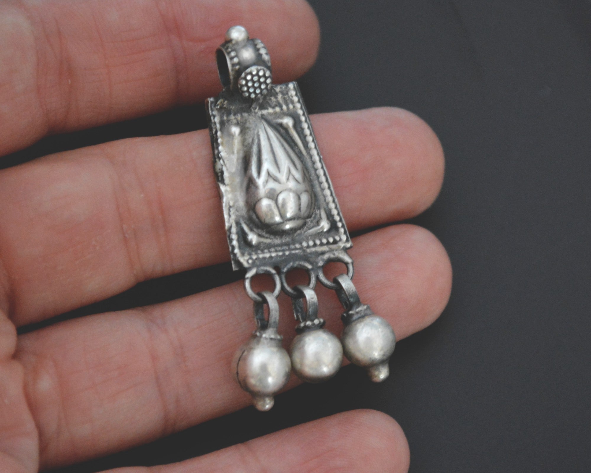 Rajasthani Silver Charm Pendant with Bells